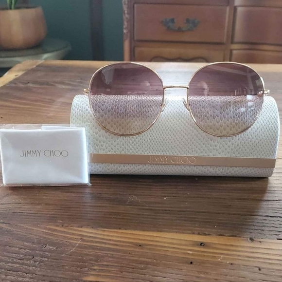 JIMMY CHOO Birdie Womens Sunglasses Gold Size 60 - Picture 2 of 6